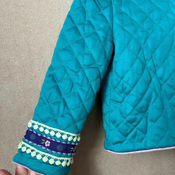 Heartstrings Girls' Quilted Jacket Size 4 Blue with Floral Accents Broken Zipper - Picture 11 of 15